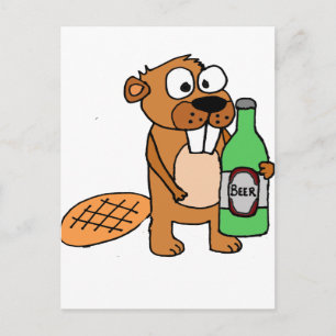 Carte Postale Dessin de bière cool Beaver