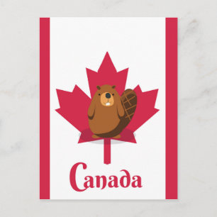 Carte Postale Dessin de caricature canadien sur les castors