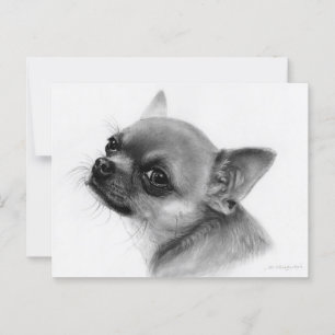 Carte Postale Dessin de charbon de Chihuahua primé