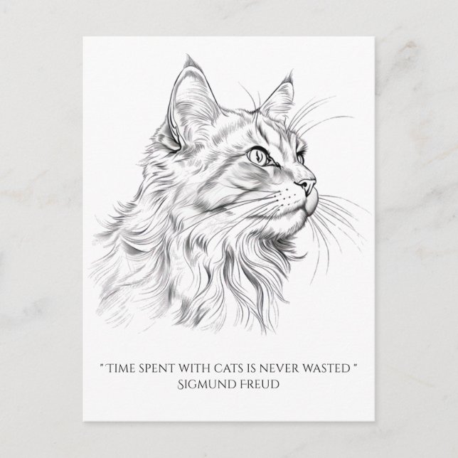 Carte Postale Dessin de chat (Devant)