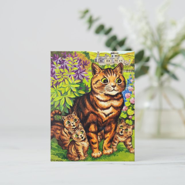 Carte Postale Dessin de chat et chatons mignons par Louis Wain (Debout devant)
