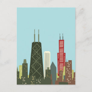 Carte Postale Dessin de Chicago