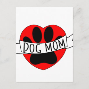 Carte Postale Dessin De Chien Maman Paw Et Red Heart