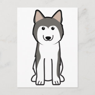 Carte Postale Dessin de Chien Sibérie Husky