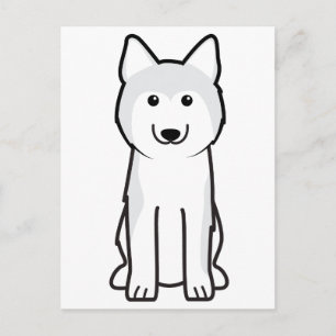 Carte Postale Dessin de Chien Sibérie Husky