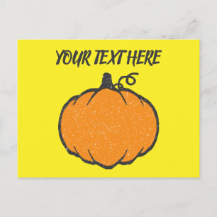 Carte Postale Dessin de citrouille de style vintage pour les fêt