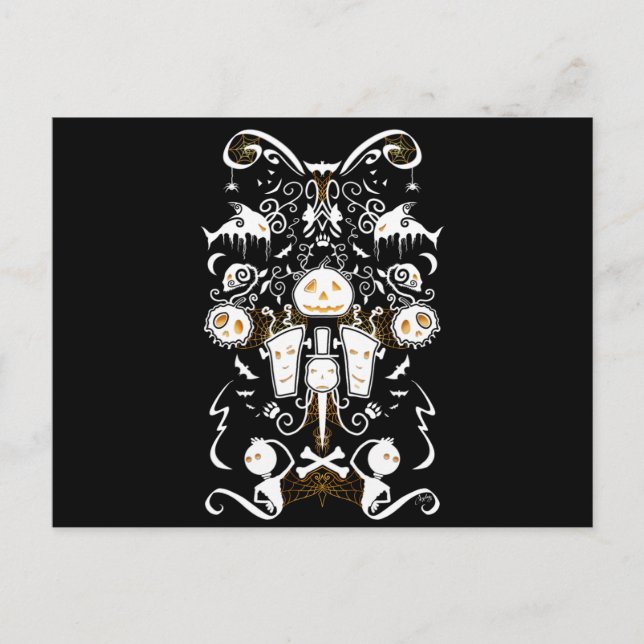 Carte Postale Dessin de collage d'Halloween (Devant)