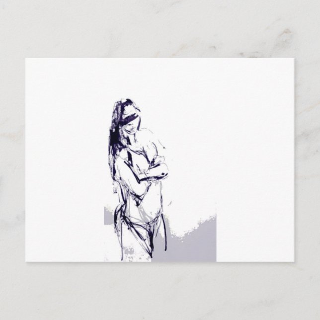 Carte Postale Dessin de conception de fille drôle (Devant)