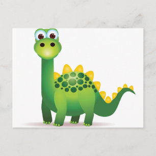Carte Postale Dessin de dinosaure vert mignon