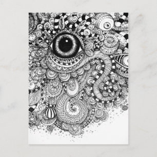 Carte Postale Dessin de Doodle avec un oeil