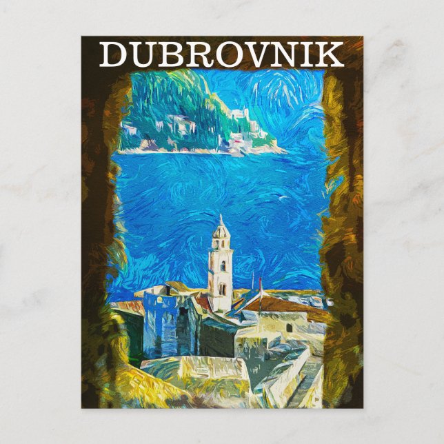 Carte Postale Dessin de Dubrovnik Croatie Aquarelle (Devant)