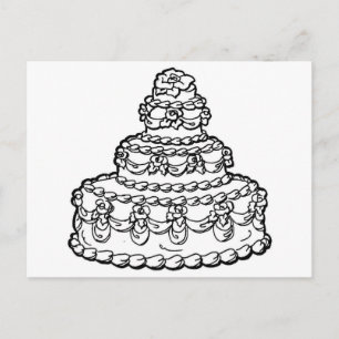 Carte Postale Dessin de gâteau mariage