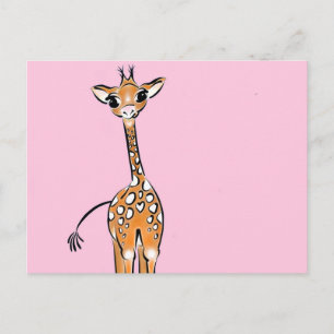 Carte Postale Dessin de girafe, animaux de safari