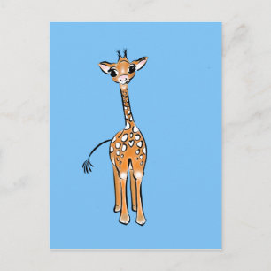 Carte Postale Dessin de girafe mignon, animaux de safari 