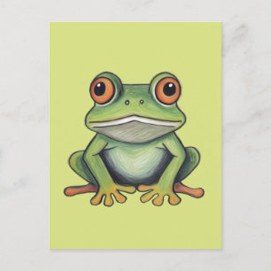 Carte Postale Dessin de grenouille au crayon de couleur