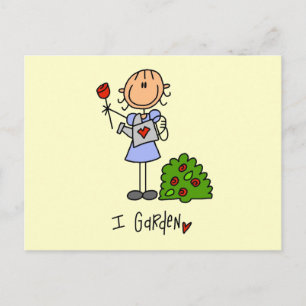 Carte Postale Dessin de jardinage bonhomme allumette
