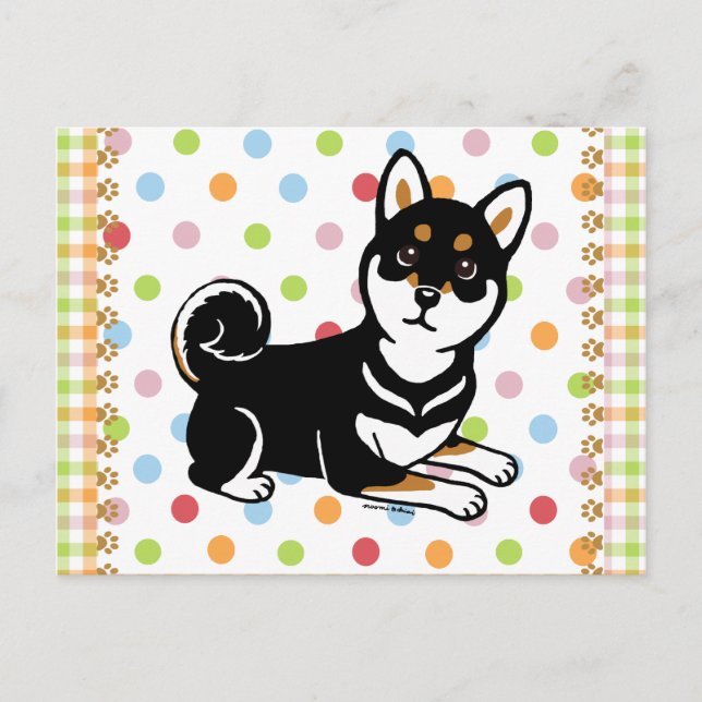 Carte Postale Dessin de Kuro Shiba Inu (Devant)