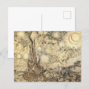 Carte Postale Dessin de la nuit étoilée par Vincent van Gogh