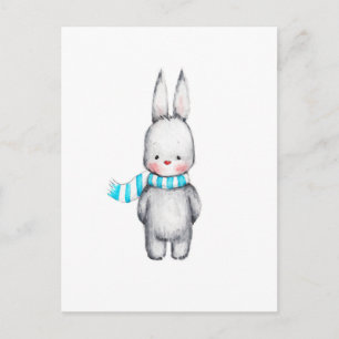 Carte Postale Dessin de lapin mignon dans l'écharpe