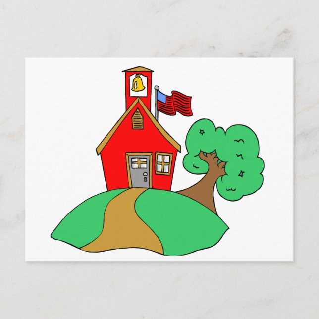 Carte Postale Dessin de l'école coloré (Devant)