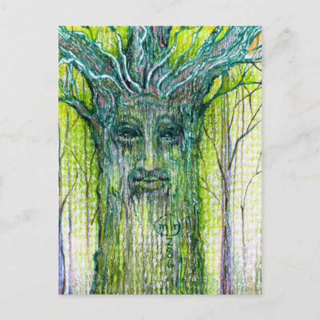 Carte Postale Dessin de l'esprit de l'arbre vert (Devant)