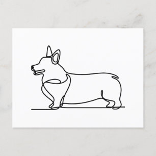 Carte Postale Dessin de ligne de corgi