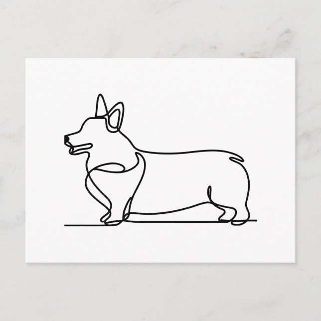 Carte Postale Dessin de ligne de corgi (Devant)