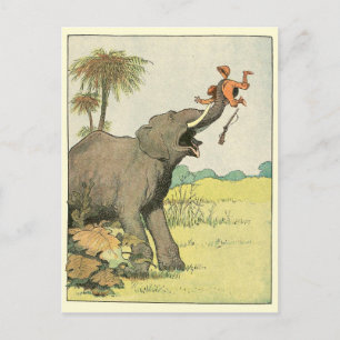 Carte Postale Dessin de livre d'histoires d'éléphants