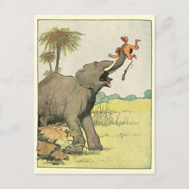 Carte Postale Dessin de livre d'histoires d'éléphants (Devant)