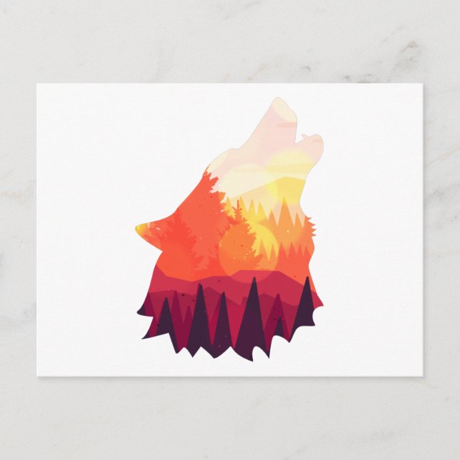 Carte Postale Dessin de loup en colère (Devant)