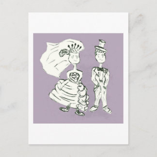 Carte Postale Dessin de mariée et de chambre vintage