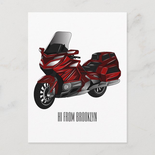 Carte Postale Dessin de moto de tourisme (Devant)