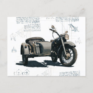 Carte Postale Dessin de moto vintage