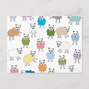 Carte Postale Dessin de mouton coloré