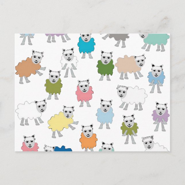 Carte Postale Dessin de mouton coloré (Devant)