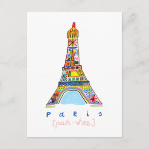 Carte Postale Dessin de Paris en bulle