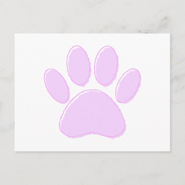 Carte Postale Dessin de patte de chien rose clair mignon (Devant)