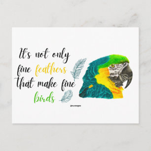 Carte Postale dessin de perroquet à l'aquarelle peint à la main.