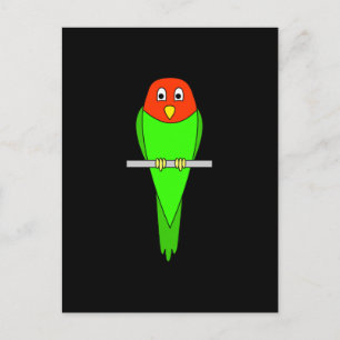 Carte Postale Dessin de perruque. Oiseau sur une perche.