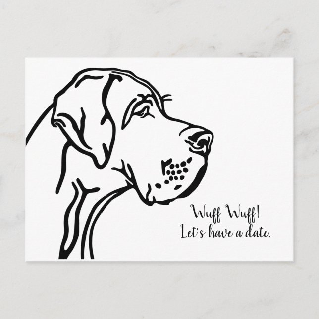 Carte Postale dessin de portrait Great Dane (Devant)