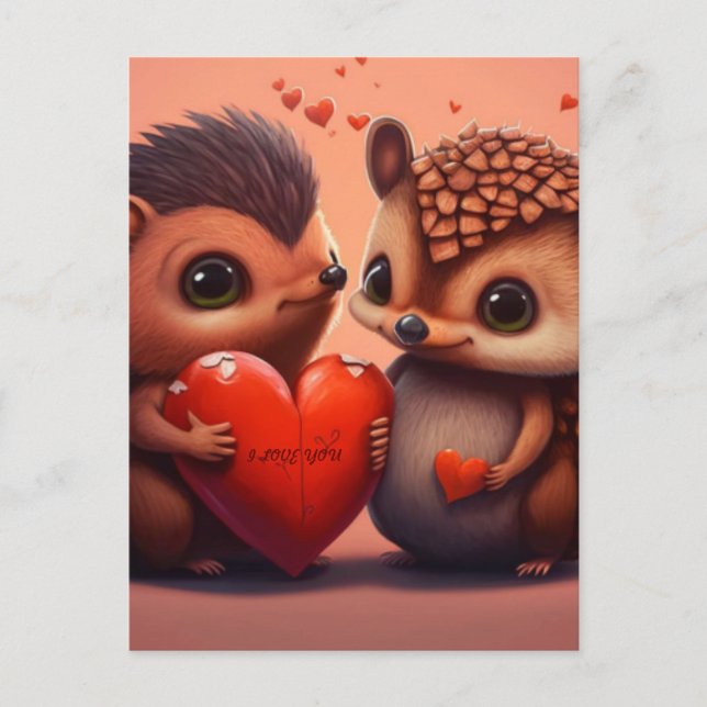 Carte Postale Dessin de Saint Valentin (Devant)