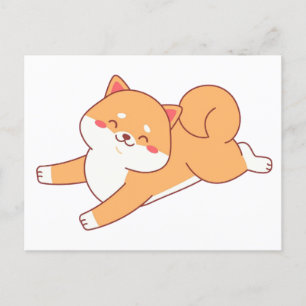 Carte Postale dessin de shiba inu ponte