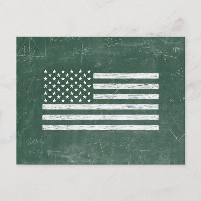 Carte Postale Dessin de tableau noir du drapeau américain (dessi (Devant)