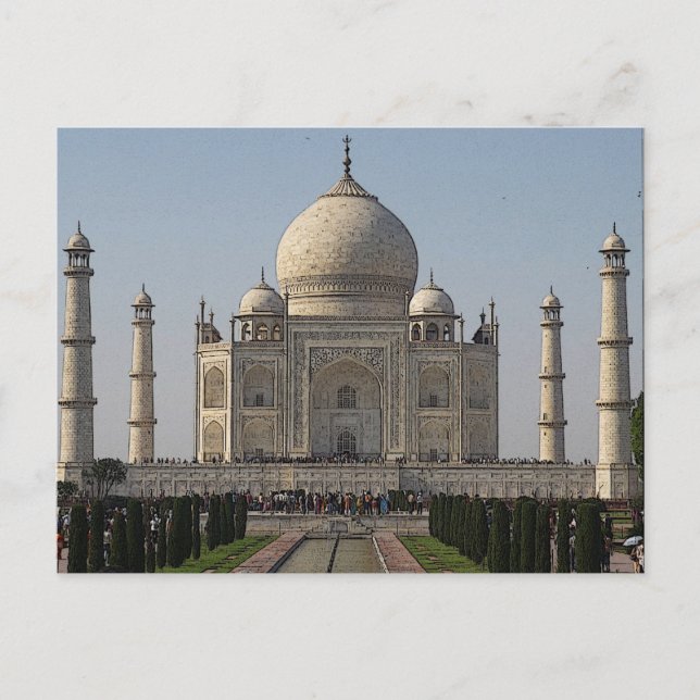 Carte Postale dessin de taj mahal (Devant)