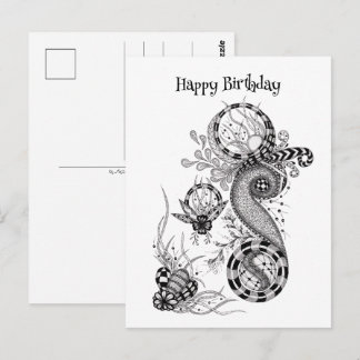 Carte Postale Dessin de Tangle Floral -