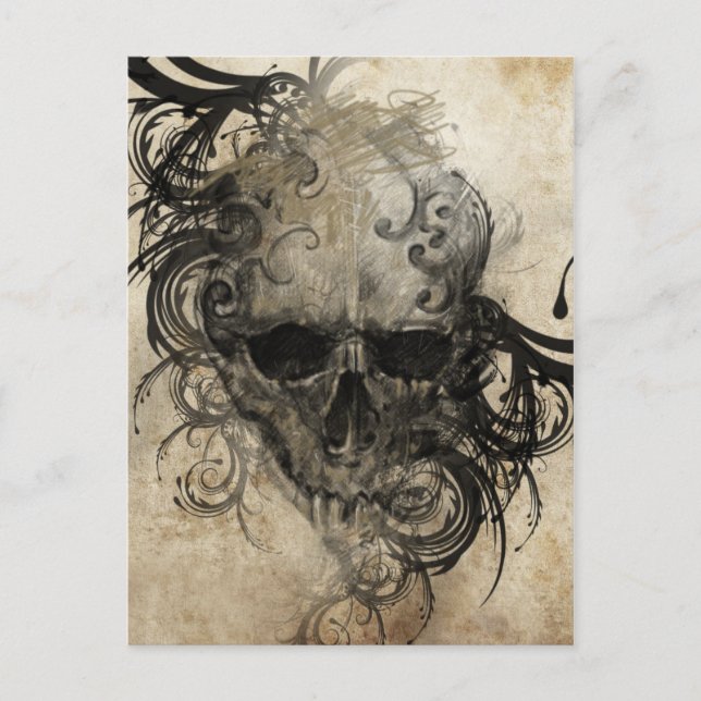 Carte Postale Dessin De Tatouage, Illustration Faite À La Main (Devant)