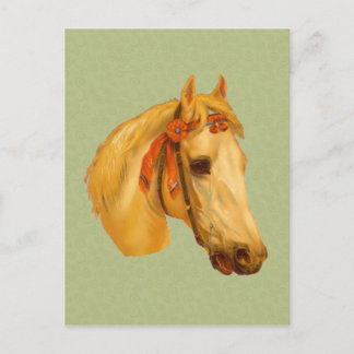 Carte postale Dessin de tête de cheval d'art vinta