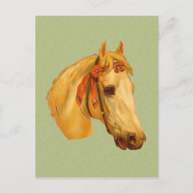 Carte postale Dessin de tête de cheval d'art vinta (Devant)