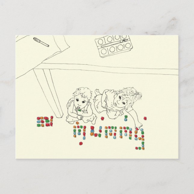 Carte Postale Dessin d'enfant Mummy Funny Brick vu d'en haut (Devant)