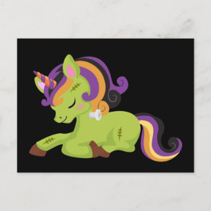 Carte Postale Dessin d'Halloween de Cute Frankenstein Unicorn